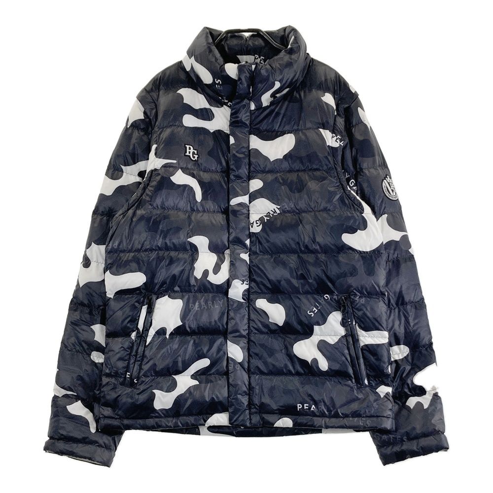サイズ 7 PEARLY GATES パーリーゲイツ 2WAY ダウンジャケット カモフラ ロゴ総柄 ネイビー系 240101537639 ゴルフウェア メンズ ストスト