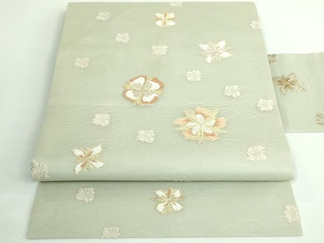 平和屋着物■極上　夏物　九寸名古屋帯　唐織　舞花文　金糸　逸品　DZAB0465kh5 平和屋着物□極上 夏物 九寸名古屋帯 唐織 舞花文 金糸 逸品 DZAB0465kh5