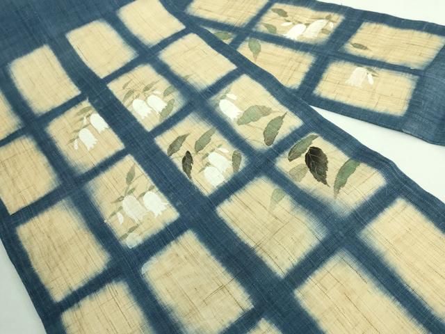 平和屋着物□極上 夏物 洛楽人工房 国兼屋 九寸名古屋帯 枝花文 麻