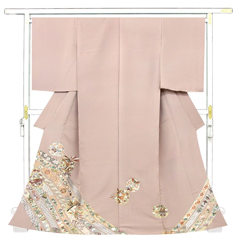 記念感謝祭 仕立無料 最 総手刺繍工芸美術 正倉院雪輪花鳥文特撰色留袖 10012414