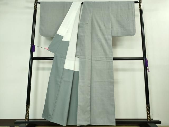 平和屋着物□極上 本場結城紬 重要無形文化財 色無地 灰青色 逸品 未