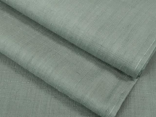 平和屋着物□極上 本場結城紬 重要無形文化財 色無地 灰青色 逸品 未
