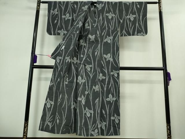 平和屋着物 上 夏物 竺仙 浴衣 綿 杜若 褐色地 伊勢丹扱い DZAB0642kh5