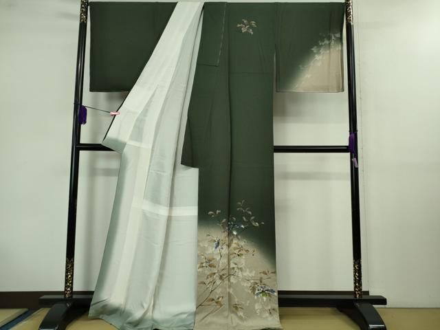 平和屋着物 上 訪問着 どんぐり 枝葉文 暈し染め 高麗納戸色地 金銀彩 ♥ DZAB0644kh5