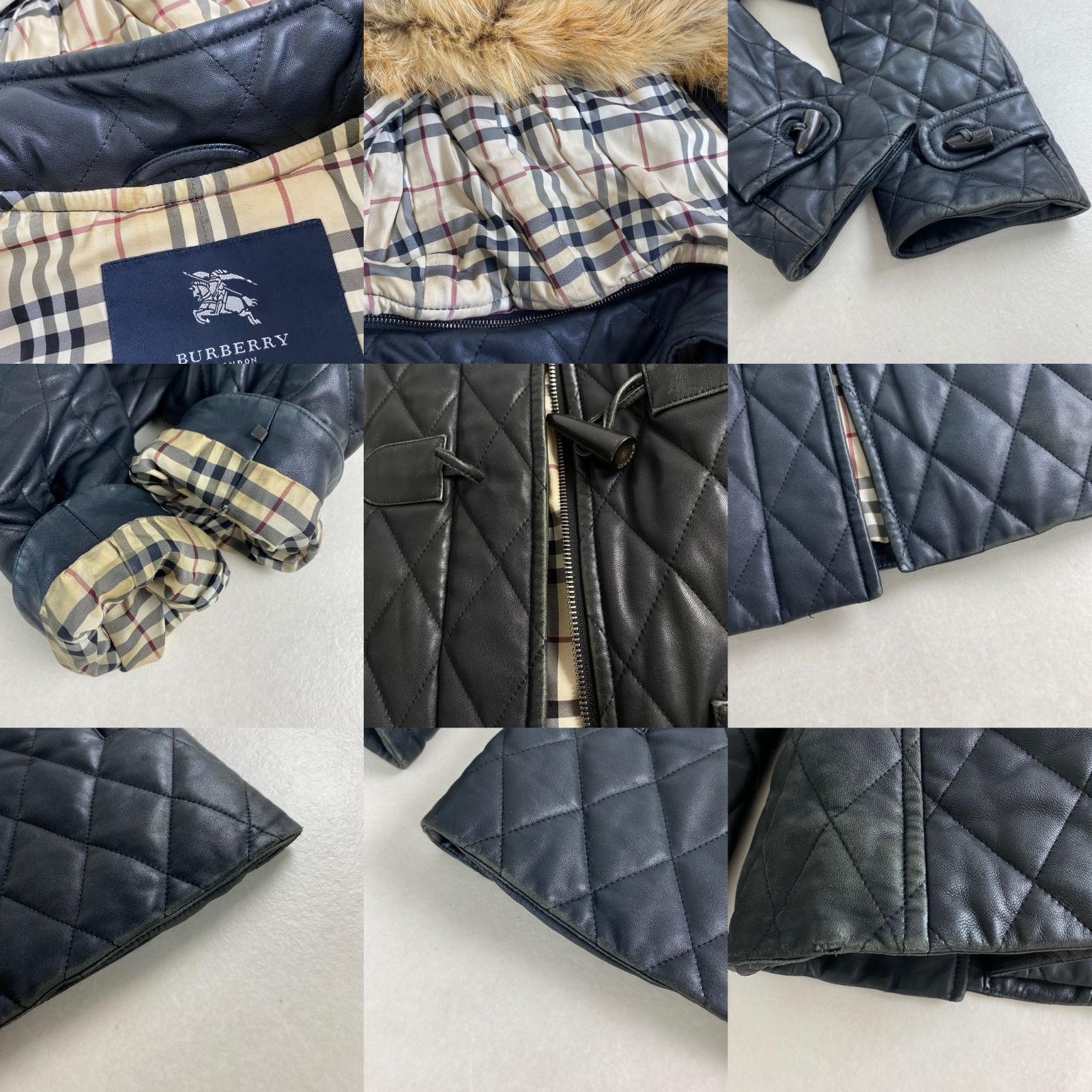 バーバリーロンドン ダッフルコート レア 2way レザー キルティング