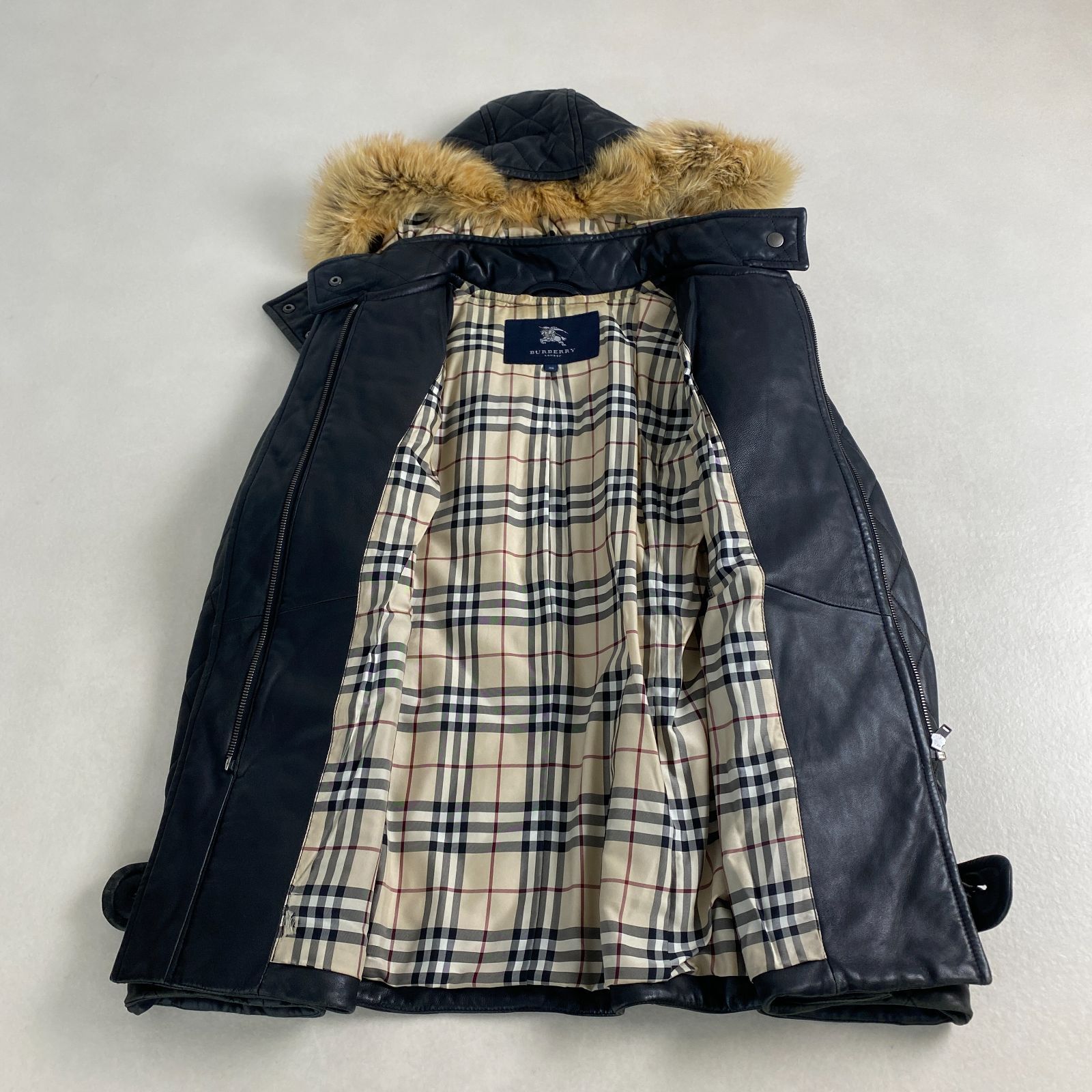 バーバリーロンドン ダッフルコート レア 2way レザー キルティング