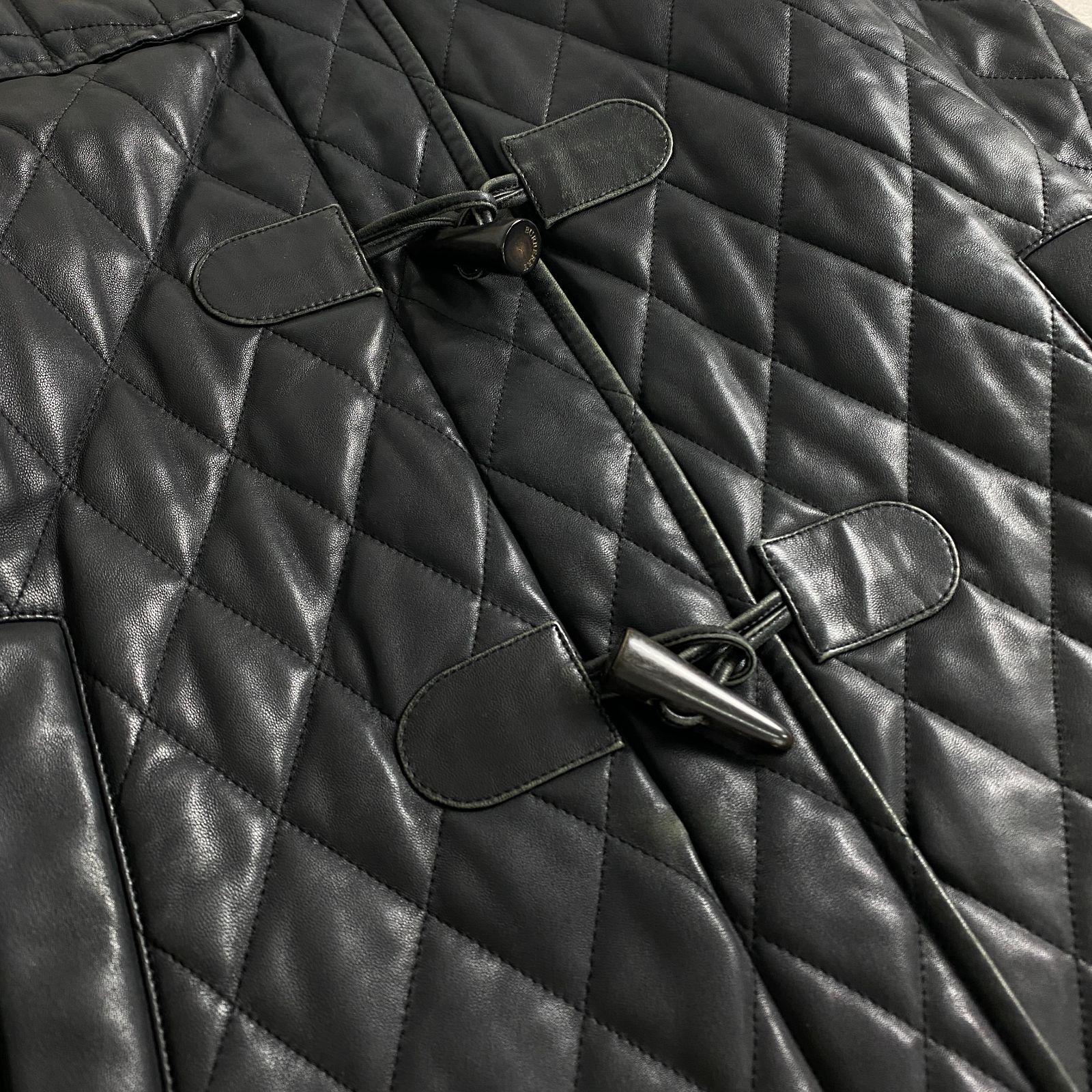 バーバリーロンドン ダッフルコート レア 2way レザー キルティング