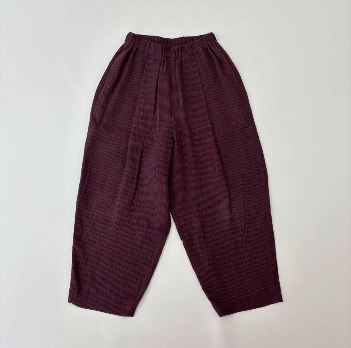 24ss 2025 JURGEN LEHL ヨーガンレール コットン リネン 二重織 薄手 バルーン パンツ 葡萄色 サイズ S 定価48 400円 709-0090