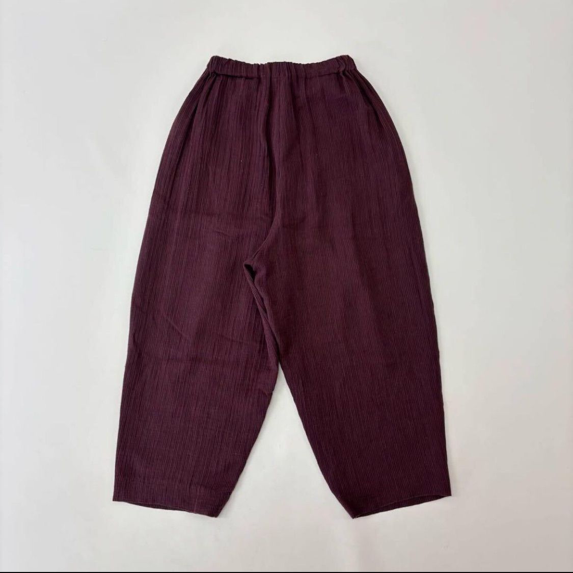 24ss 2025 JURGEN LEHL ヨーガンレール コットン リネン 二重織 薄手 バルーン パンツ 葡萄色 サイズ S 定価48 400円 709-0090