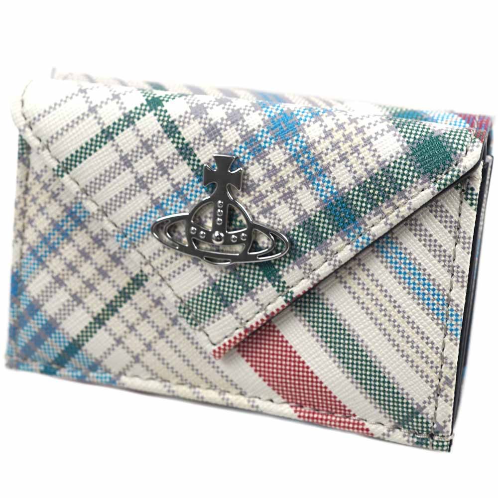 ヴィヴィアンウエストウッド 財布 ミニ財布 三つ折り財布 レデイース Small Wallet SAFFIANO ENV BILLFOLD PKT MADRAS CHECK Vivienne Westwood 51150009U-L0057-O101