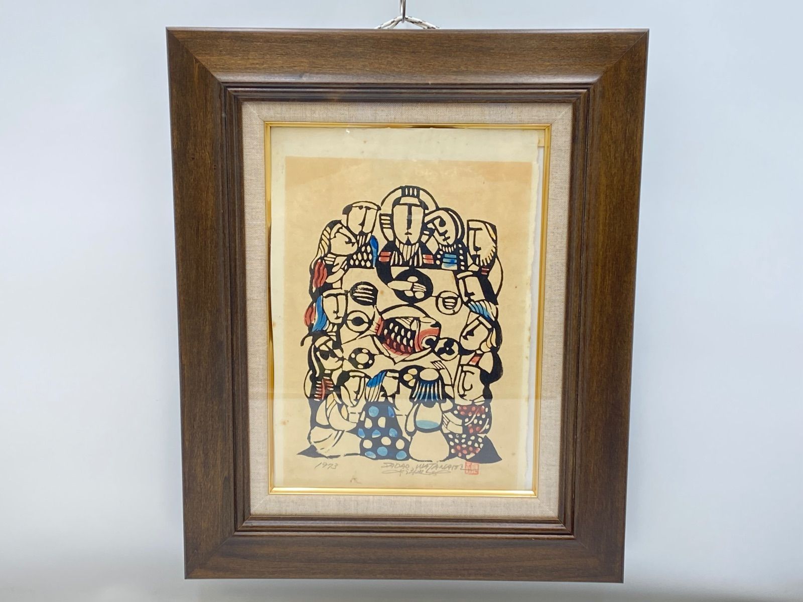 真作 渡辺禎雄 木版画 聖書版画 最後の晩餐 額装 1973年