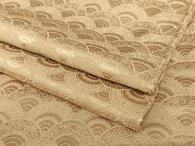 平和屋着物●上質な色無地 花青海波地紋 香染色 正絹 ♥ AABA8776zg