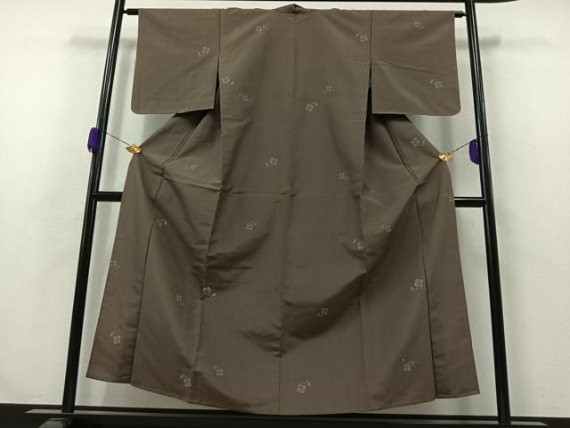 平和屋着物▽上質な紬 単衣 舞花文 正絹 AABB1416jh