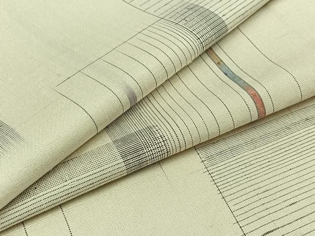 平和屋着物▽上質な紬 単衣 色紙重ね文 正絹 AABB1417jh