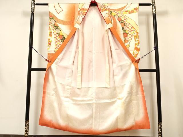  平和屋着物∵女の子 十三参り 子供 祝着 袋帯セット 駒刺繍 束ね熨斗花文 暈し染め 金彩 ma 着物 着物ドレス 着物 浴衣 和小物