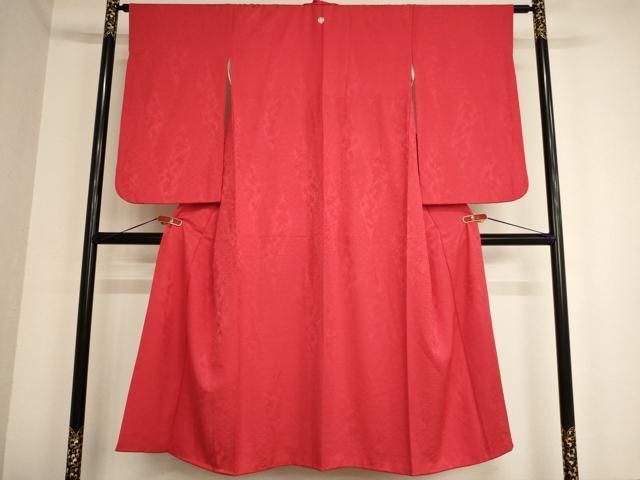 平和屋着物∵女の子 十三参り 子供 祝着 立涌吉祥花地紋 猩々緋色 正絹 AABA1131ja