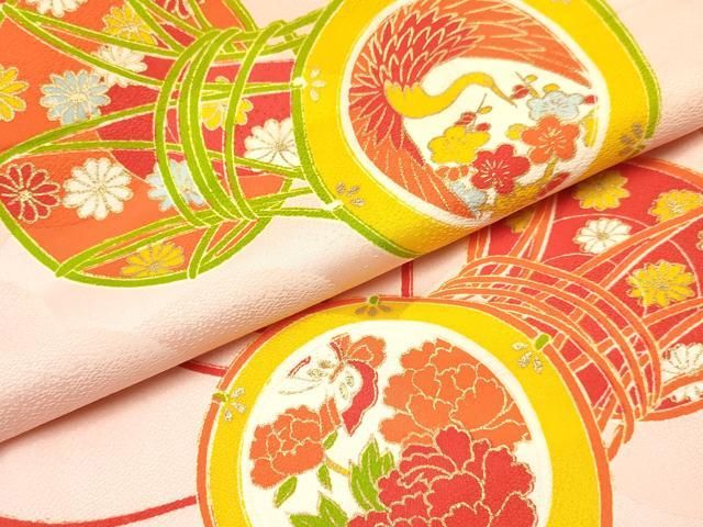  平和屋着物∵女の子 十三参り 子供 祝着 鼓飛鶴花蝶文 金彩 ma 着物 着物ドレス 着物 浴衣 和小物