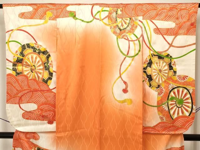 駒刺繍 片輪車花文