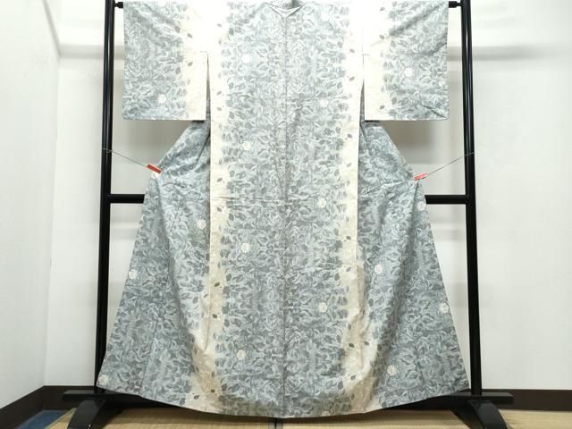 平和屋着物●都喜ヱ門 本場大島紬 白大島 7マルキ 草花文 総絣 藤絹織物謹製 正絹 CAAY3032vf