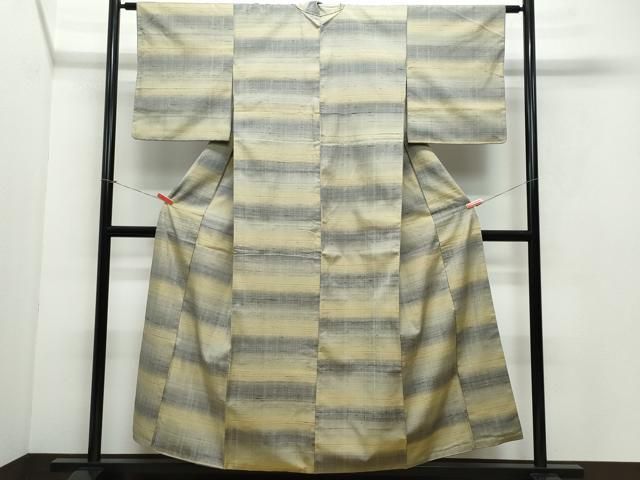 平和屋着物●郡上紬 草木染 横段文 正絹 CAAY3038vf