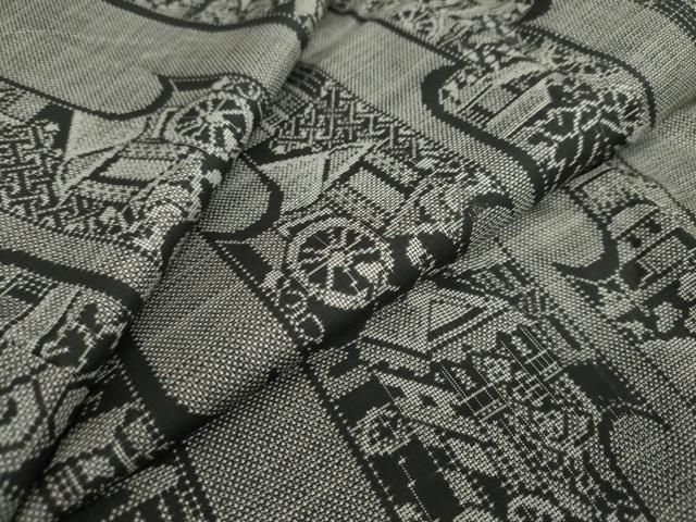 平和屋着物●本場大島紬 9マルキ 御所車文 正絹 DAAW5696ud