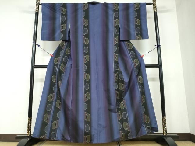 平和屋着物●本場奄美大島紬 泥染め 株 夢おりの郷 抽象間道 証紙付き 正絹 DAAW5708ud