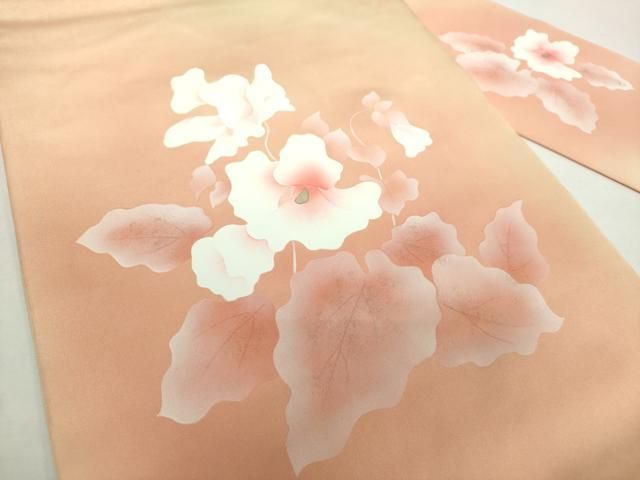 平和屋着物○塩瀬 九寸名古屋帯 作家物 手描き 草花文 金彩 正絹 逸品