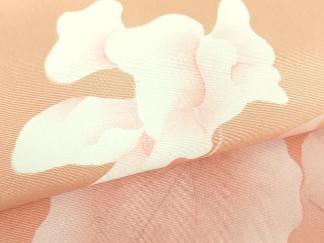 平和屋着物○塩瀬 九寸名古屋帯 作家物 手描き 草花文 金彩 正絹 逸品