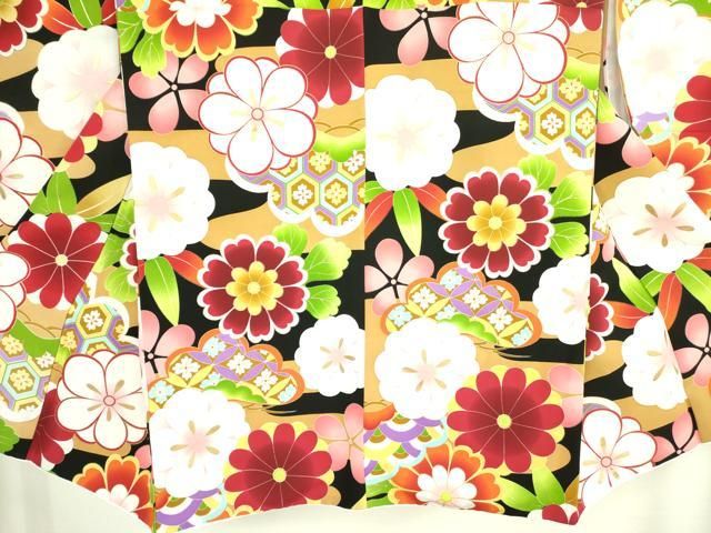 平和屋着物○小振袖 二尺袖 舞花文 金彩 洗える着物 DAAX1947op 平和