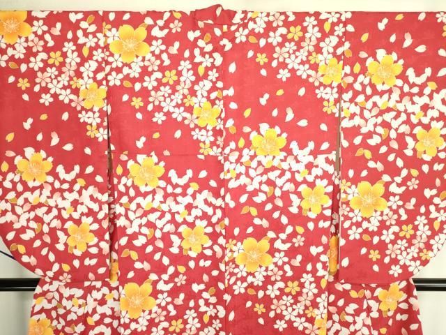 平和屋着物○小振袖 二尺袖 舞桜文 洗える着物 DAAX1950op - メルカリ