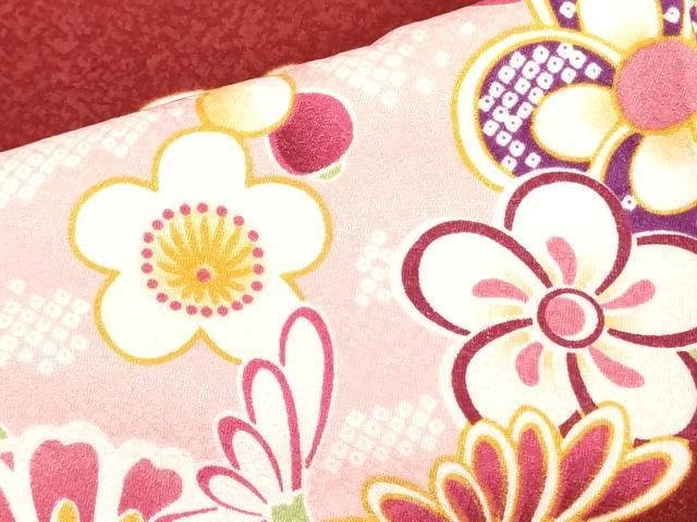 平和屋着物○小振袖 二尺袖 雲取り花文 洗える着物 DAAX1962op