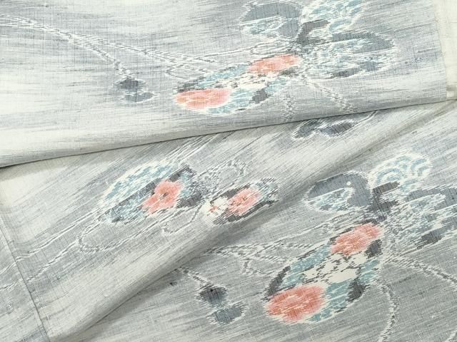 平和屋着物●小千谷紬 流水楽器花文 正絹 CAAZ1100vf