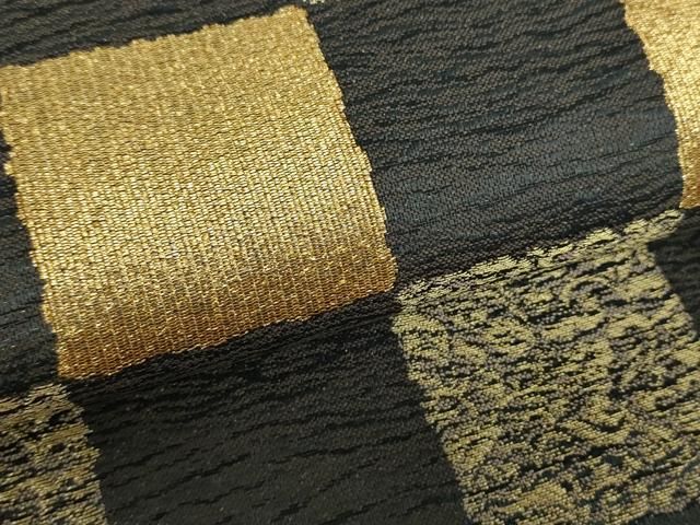 平和屋着物○六通柄袋帯 一粋綴 市松唐草 金糸 正絹 逸品 DAAY1601ps