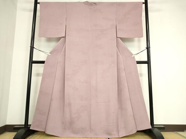 平和屋着物●上質な色無地 舞葉地紋 梅鼠色 正絹 DAAX3772az