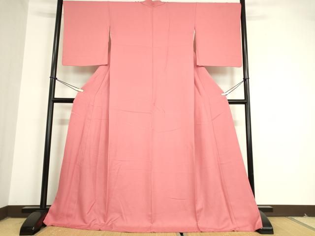 平和屋着物 上質な色無地 紋意匠 真朱色 松坂屋扱い ロング丈 正絹 DAAX3778az