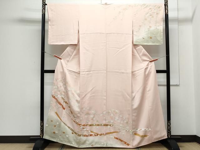 平和屋着物●訪問着 刺繍 草花文 暈し染め 金彩 正絹 CAAY9469th