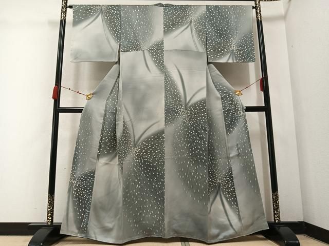 平和屋着物●染色作家 斉藤三才 小紋 舞蝶文 暈し染め 正絹 AABC3678ph