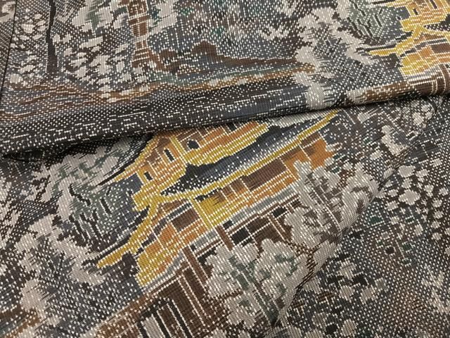 平和屋着物●本場大島紬 一元7マルキ 総絣 風景文 正絹 ♥ AABC3681ph