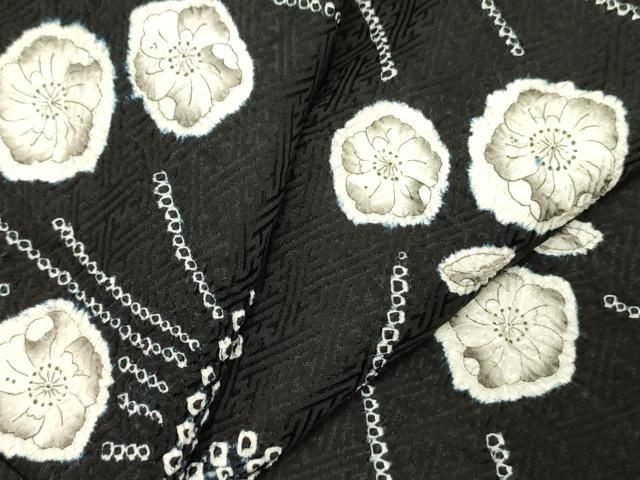 平和屋着物●上質な小紋 絞り 辻が花 黒地 正絹 DAAY2464op