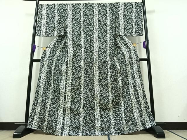 平和屋着物▽小紋 単衣 草花文 洗える着物 AABC6177jh