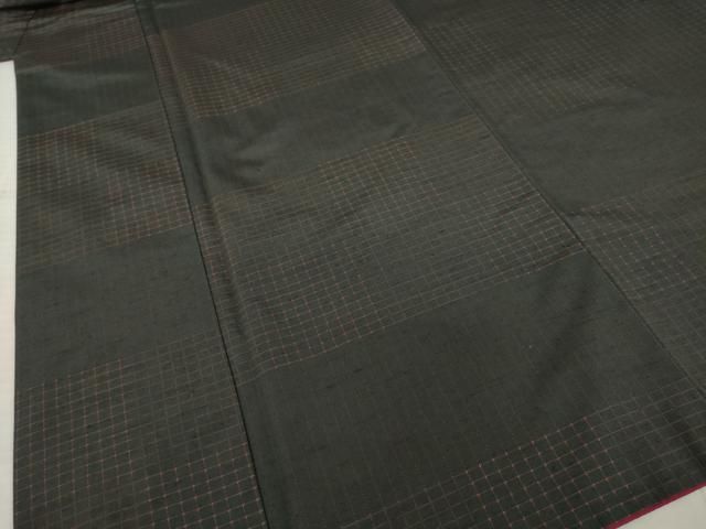 持続する 平和屋着物 男性 紬 市松文 黒地 正絹 AABC4160ck 気軽に注文ください！