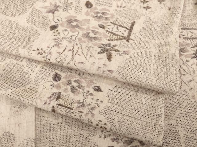 平和屋着物●本場結城紬 重要無形文化財 100亀甲 花籬文 正絹 AABC4161ck