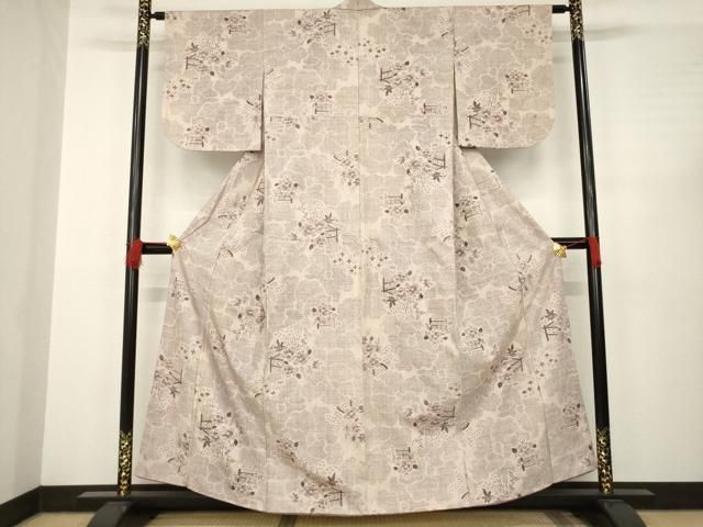 平和屋着物●本場結城紬 重要無形文化財 100亀甲 花籬文 正絹 AABC4161ck