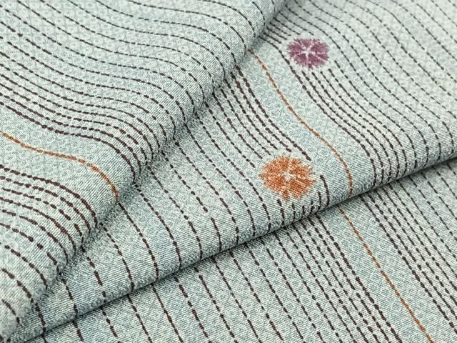 平和屋着物▽小紋 単衣 舞花文 洗える着物 AABC6194jh