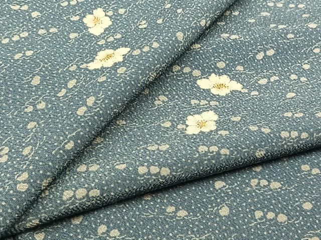 平和屋着物▽小紋 単衣 舞花文 鬼しぼ縮緬 洗える着物 AABC6195jh