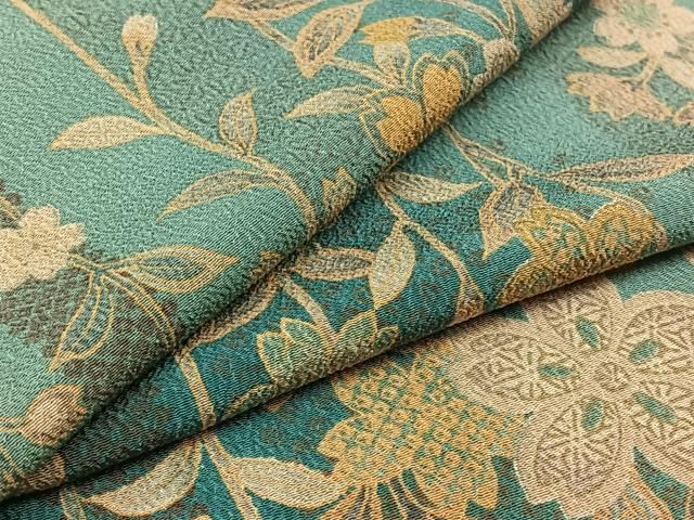 平和屋着物▽小紋 単衣 草花文 鬼しぼ縮緬 高島屋扱い 洗える着物 AABC6197jh