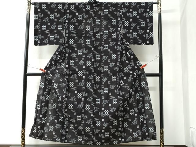 平和屋着物●久留米絣 単衣 霞吉祥草花文 綿 CAAZ2962yc