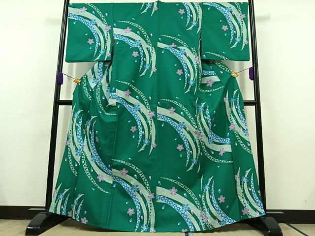 平和屋着物 小紋 単衣 舞桜文 洗える着物 AABC6762jh