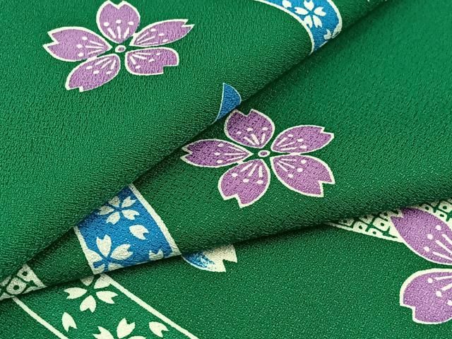 平和屋着物▽小紋 単衣 舞桜文 洗える着物 AABC6762jh