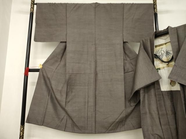 平和屋着物●男性 紬 アンサンブル 亀甲柄 正絹 AABC5608ck